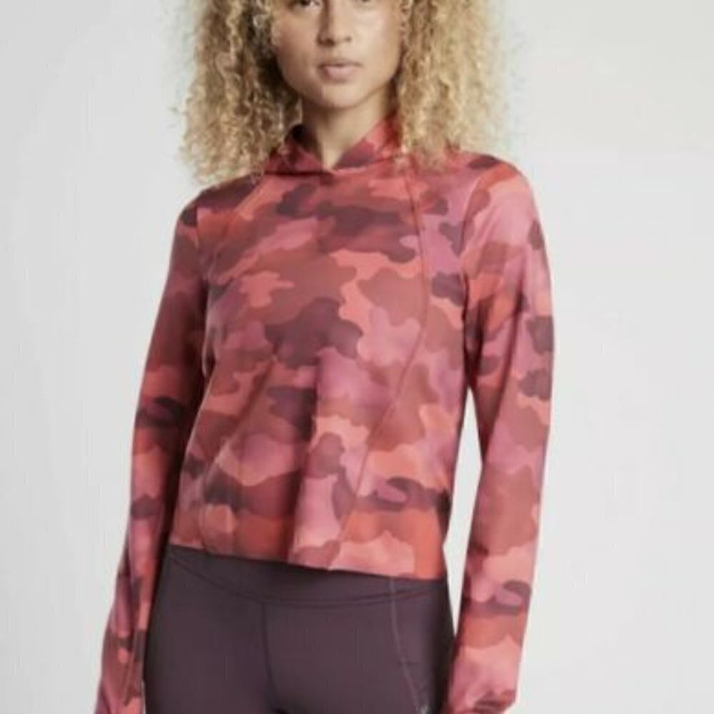 Athleta Pullover Hoodie Women's Size XXS Pink Camo